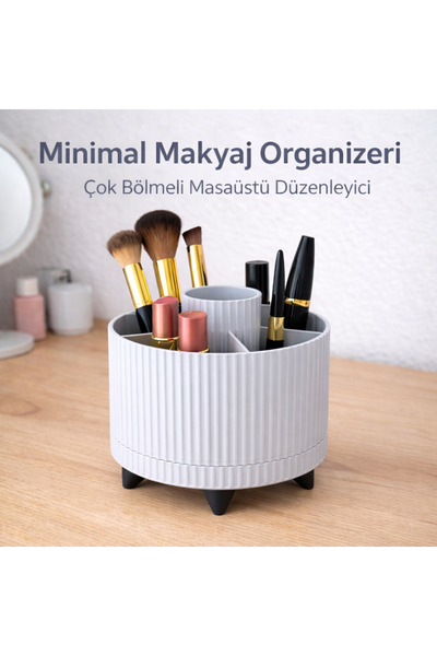 Nova 360° Döner Makyaj Organizeri Siyah – Çok Bölmeli Kozmetik Düzenleyici Ma...