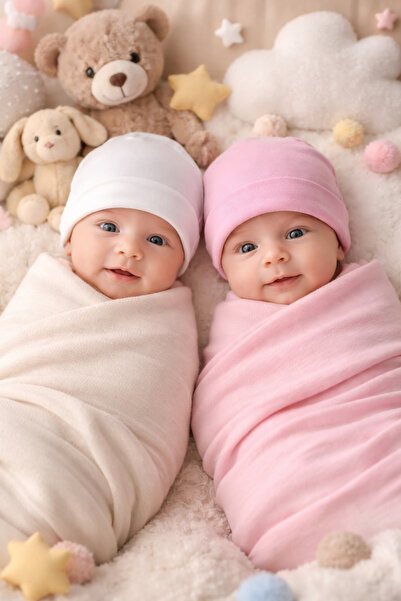 bediş baby clothes طقم قبعات للبنات مكون من قطعتين من 0-3 أشهر