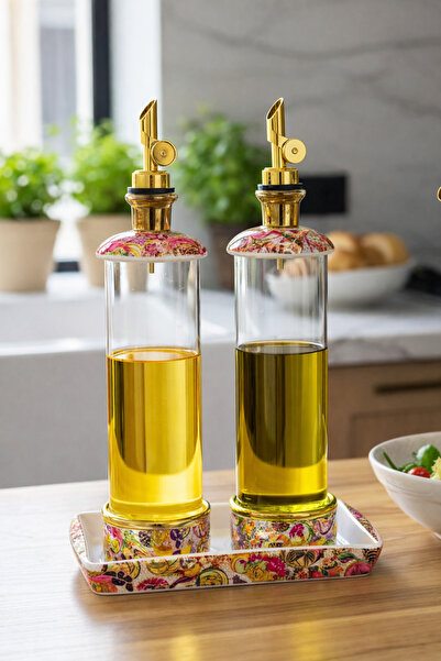 LOVER'S KİTCHEN aradığınız herşey Lüks Premium 2 Li Porselen Standlı Cam Yağd...