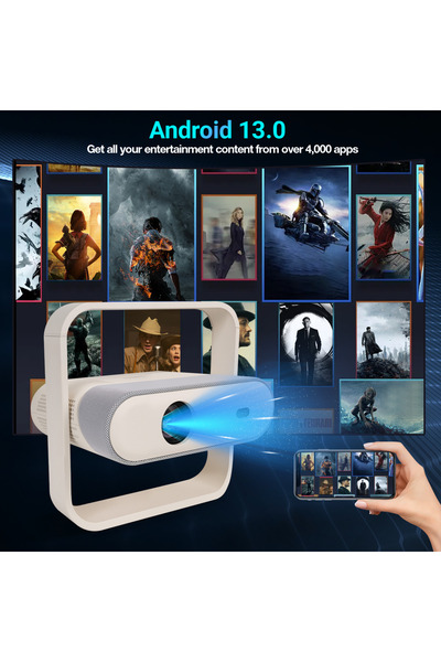 Aoc 360° Portable Projector: 9000 Lumens, 1080P, 4K Support & Android 13 for ...