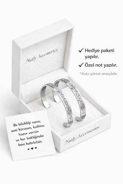 Nutly Accessories Ayetel Kürsi Bileklik Çift Renk Çelik Bileklik Ayarlanabili...