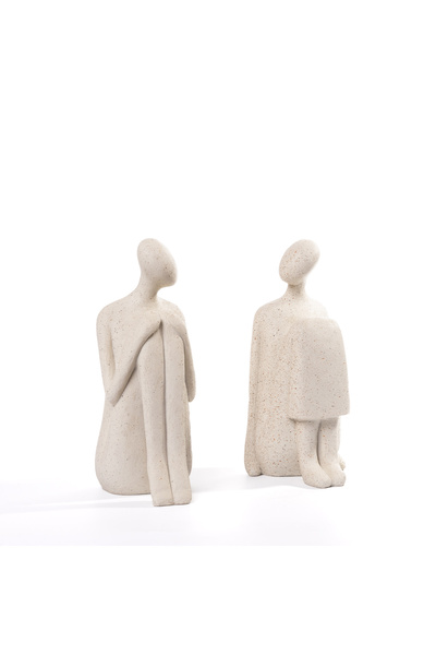 Malooki Set statuete „Dialog Tăcut” – finisaj piatră – 19 cm