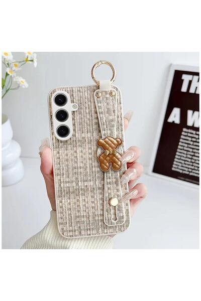 Zebana Samsung Galaxy A14 Compatible Case Teddy Silicone Case Beige