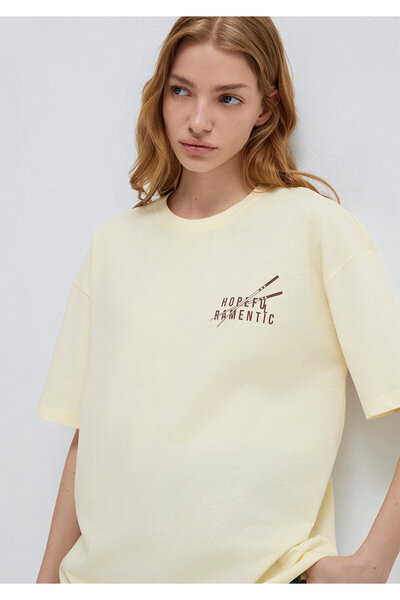 Mavi Ramen Baskılı Sarı Tişört Loose Fit / Bol Rahat Kesim 1614005-71276