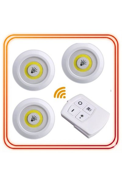 BuradaBuldun LED Gece Lambası Seti - 3 lü Yuvarlak, Kumandalı & Dokunmatik, P...