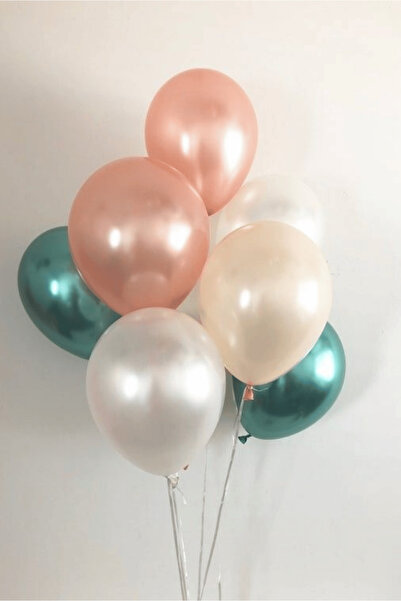 Bunloon Salmon Cream White Green Chrome Mixed Balloon Set 7 Pieces 11 Inch Pa...