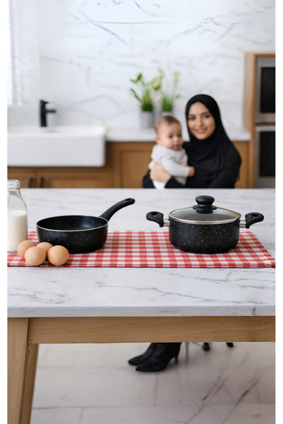 VENETTO Mini Granite Food Pot Set of 2 16 cm (Pot + Saucepan)