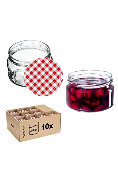 KADAX 10 buc. Borcane 250 ml pentru dulceață, gem, miere, sticlă Fi 82