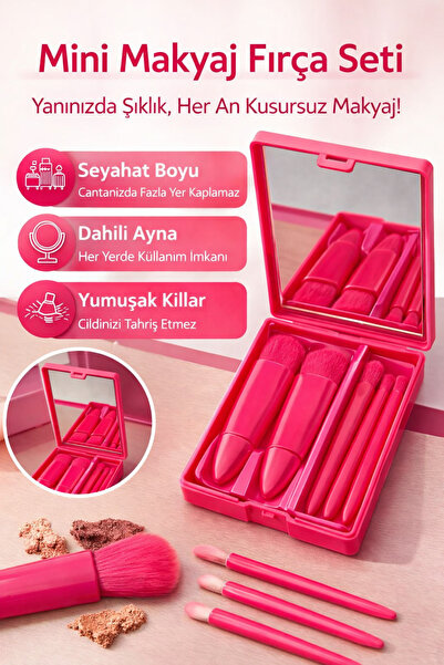 Pastelya Mini Makeup Brush Set – Portable Boxed in Pink Color