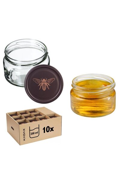 KADAX 10 buc. Borcane 250 ml pentru dulceață, gem, miere, sticlă Fi 82