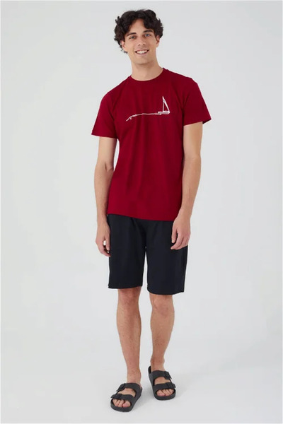 Arnetta Men's Keep Sailing Bermuda Set - Burgundy