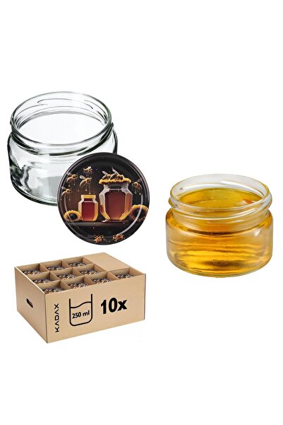 KADAX 10 buc. Borcane 250 ml pentru dulceață, gem, miere, sticlă Fi 82