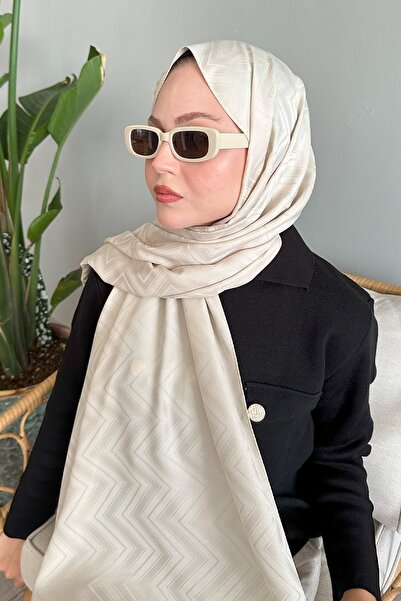 InStyle شال زيكزاك مخطط من قماش الجاكار الحجري