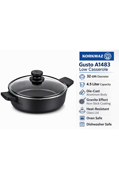 korkmaz züccaciye Korkmaz Gusto A1483 Granite Low Casserole 32 cm / 4.5L – No...