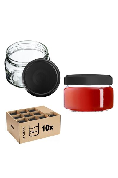 KADAX 10 buc. Borcane 250 ml pentru dulceață, gem, miere, sticlă Fi 82
