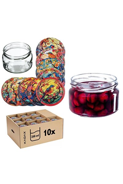 KADAX 10 buc. Borcane 250 ml pentru dulceață, gem, miere, sticlă Fi 82