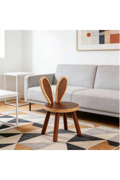Mtanvxay Rabbit Ear Wooden Stool, Creative Animal Chair for Living Room, Bedr...
