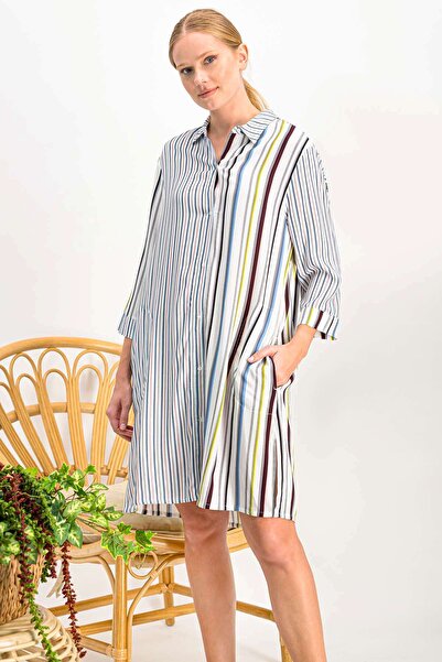 Arnetta Cămașă de noapte pentru femei, tip Boyfriend, cu nasturi, în culori c...