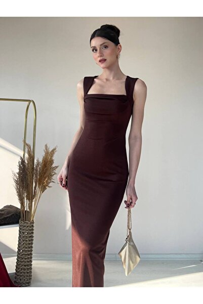 For Angels četvrtasti izrez Haljina bez rukava Krep