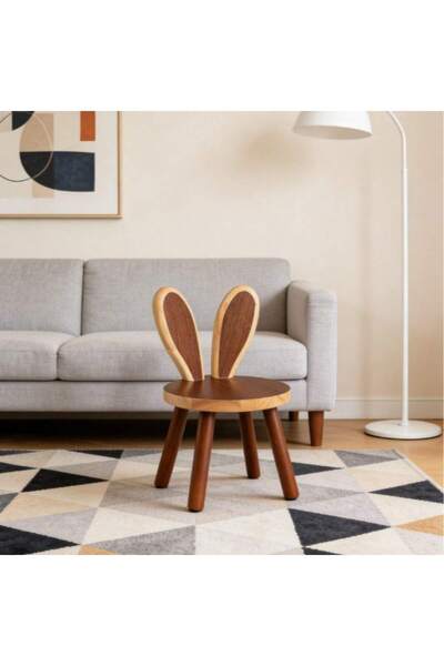 Mtanvxay Wooden Rabbit Ear Stool, Modern Animal Design Chair for Small Space ...