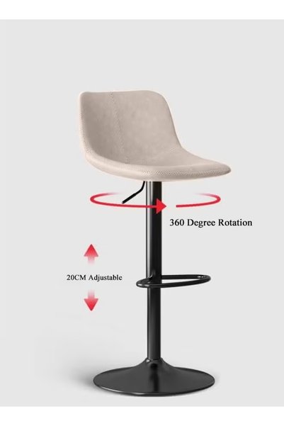 Domuik Modern Height Adjustable Bar Counter Stools 360 Swivel Backrest & Footrest for Home Kitchen Cafe