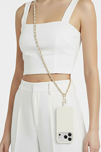 Tech&bello accessories Leather Strips Chain Phone Strap Lanyard Crossbody Str...