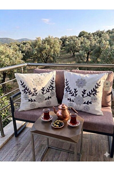 Kibele بونش مطرز وسادة رمادي-مدخن