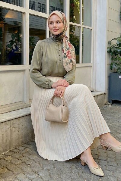 InStyle Κρυφή ελαστική πλισέ πέτρινη φούστα