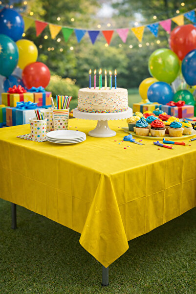 Happyewent Yellow Plastic Tablecloth 108X180 cm – Disposable Party & Birthday...