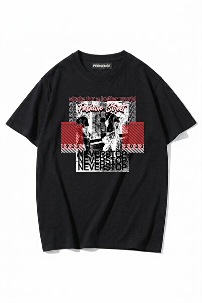 PERISENSE تي شيرت للجنسين للنساء/الرجال مطبوع 100% قطن ممشط فاخر مقاس كبير قطن