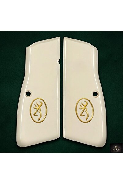 Kabze Browning HP MK3 Fildişi Akrilik Pirinç Logo