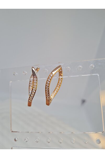 XUPING JEWELRY Özel Seri Zirkon Taşlı Yaprak Form Gold Küpe