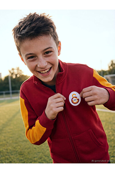 LC Waikiki Lcw Kids Red Mock Neck Galatasaray Printed Boys' Zippered Sweatshirt