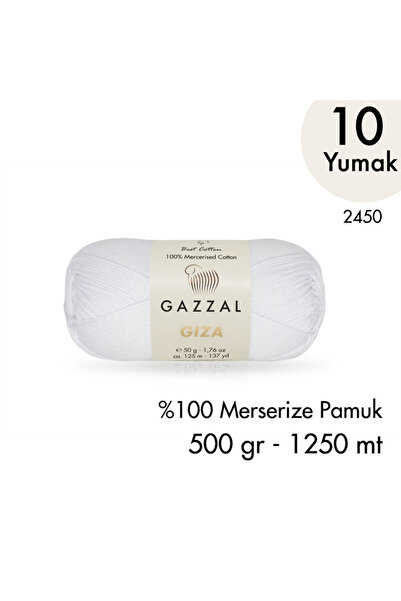 Gazzal Giza 2450 Merserize Pamuk El Örgü İpliği 500 gr