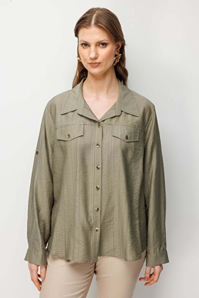 Ekol Süs Kapak Cepli Polo Yaka Gömlek