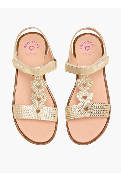 Pablosky Girls Metallic Heart Sandals