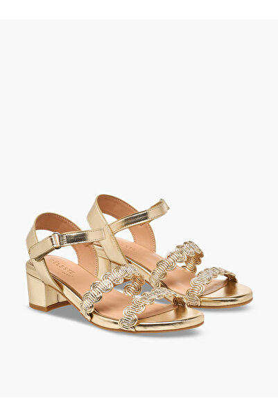Celeste Girls Scalloped Design Block Heel Sandals