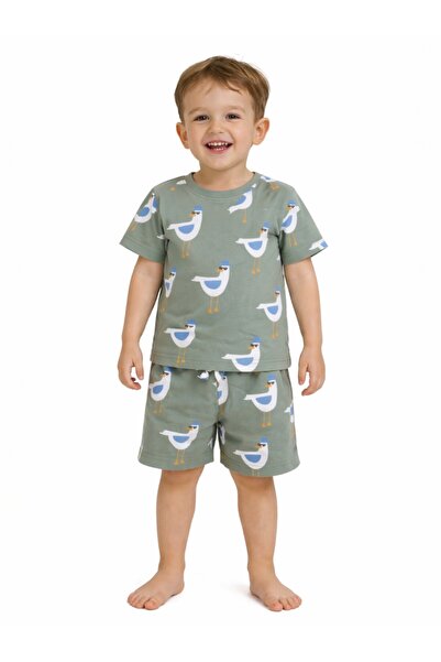 Victor and Jane Infant Boys Bird Print Cotton Pajama Set – Soft T-Shirt & Sho...