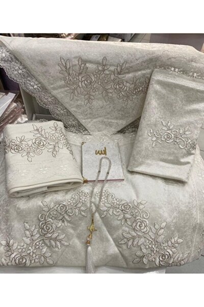 Aksu Home Collection Aksuhome Kadife Seccade Takımı 6 Parça Fransız Güpürlü B...