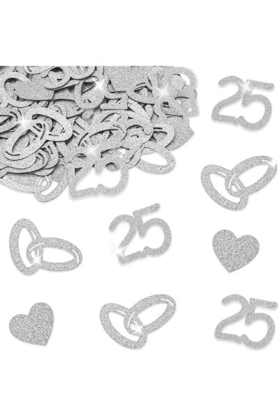 Alegre ® Decorațiuni de nuntă argintii cu confetti, pachet de 100 de confetti...