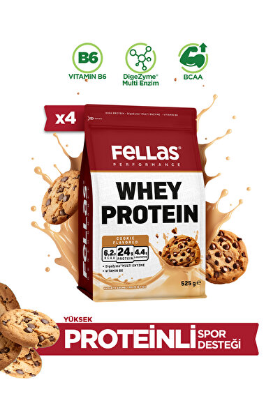 Fellas Whey Protein Tozu Kurabiye Aromalı (525 g) x 4 Adet