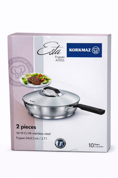 korkmaz züccaciye Korkmaz Esta Frypan 24x5.5 cm Stainless Steel Frying Pan wi...