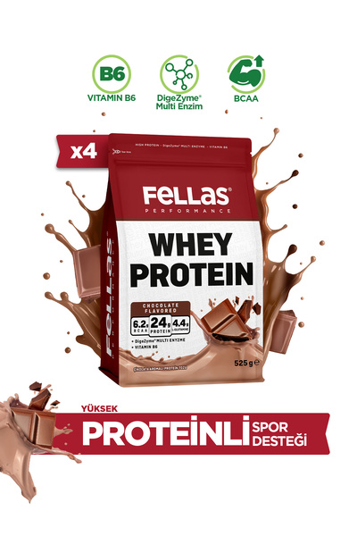 Fellas Whey Protein Tozu Çikolata Aromalı (525 g) x 4 Adet
