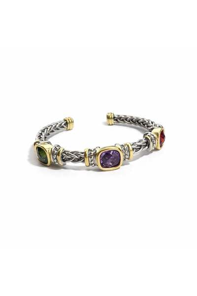 neslyaccessories Aurora trio stone knitted open bracelet