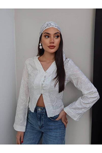 ESRAHELVACI broderie perforată cu model Bluză