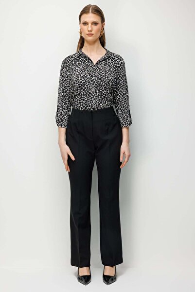 Ekol Beli Lastik Detaylı İspanyol Paça Pantolon