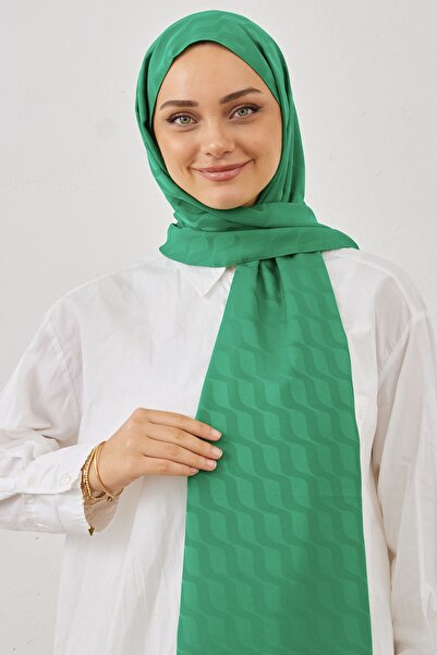 InStyle شال جاكار حريري بنمط الماء - أخضر