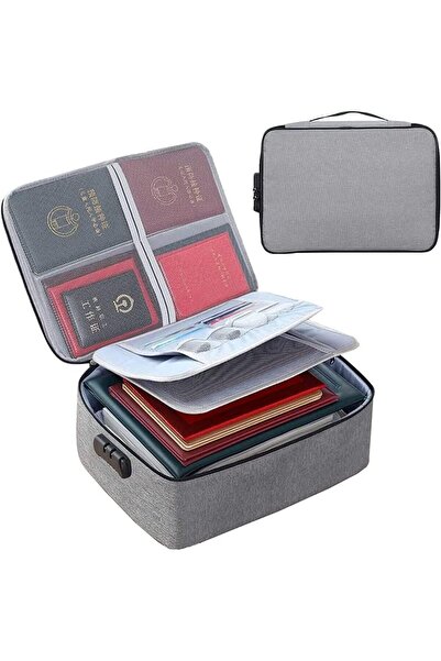 Arabest حقيبة مستندات مزودة بقفل، حافظة ملفات متعددة الطبقات بسحاب مقاوم للما...