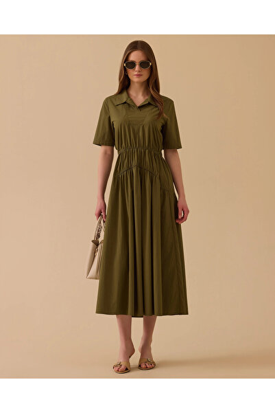 SEÇİL Polo Yaka Elastik Bel Elbise