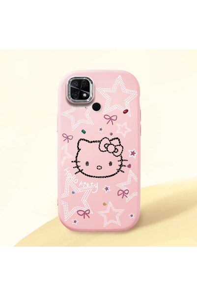 Hontinga Redmi 10C Compatible Hello Kitty Patterned Camera Protected Pink Sof...